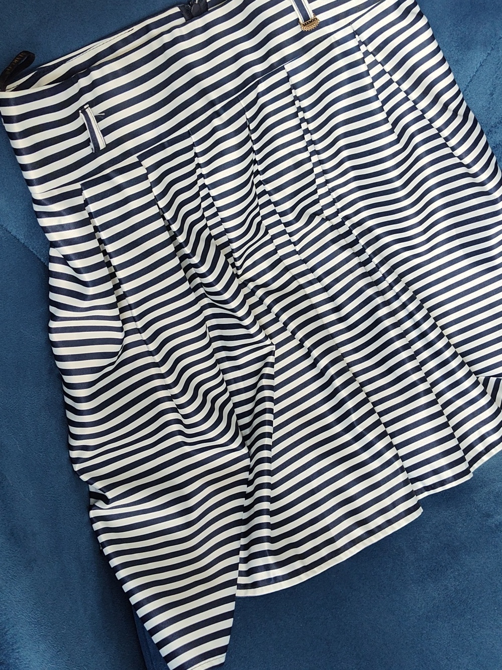 Margo blue Navy and White Striped Circle Skirt Size 36/S - Picture 12 of 12